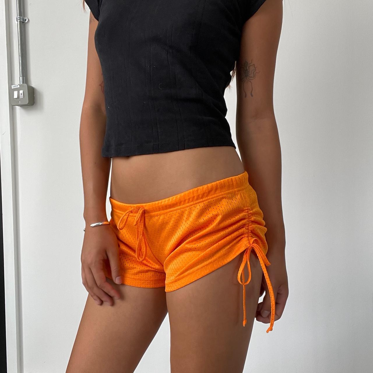 Vintage Orange Mesh Drawstring Shorts