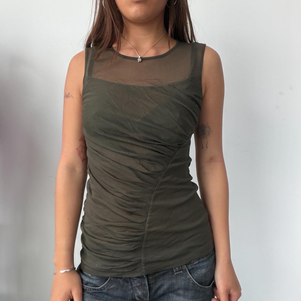 Vintage Khaki Ruched Top