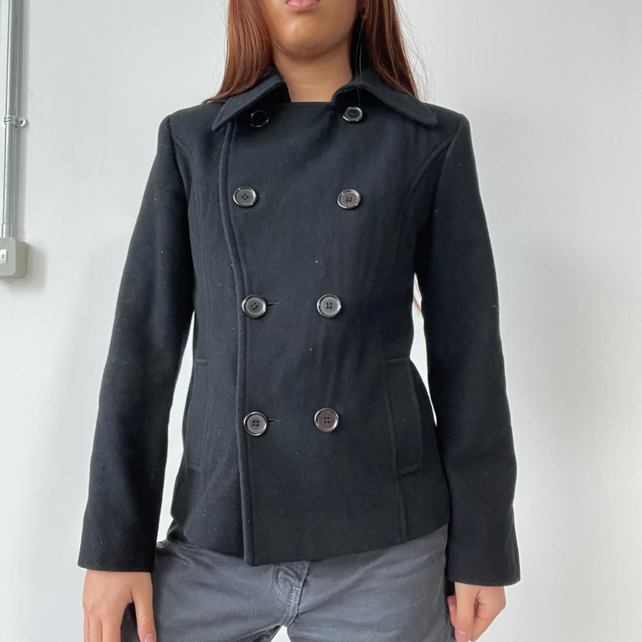 Black Asymmetric Fitted Peacoat