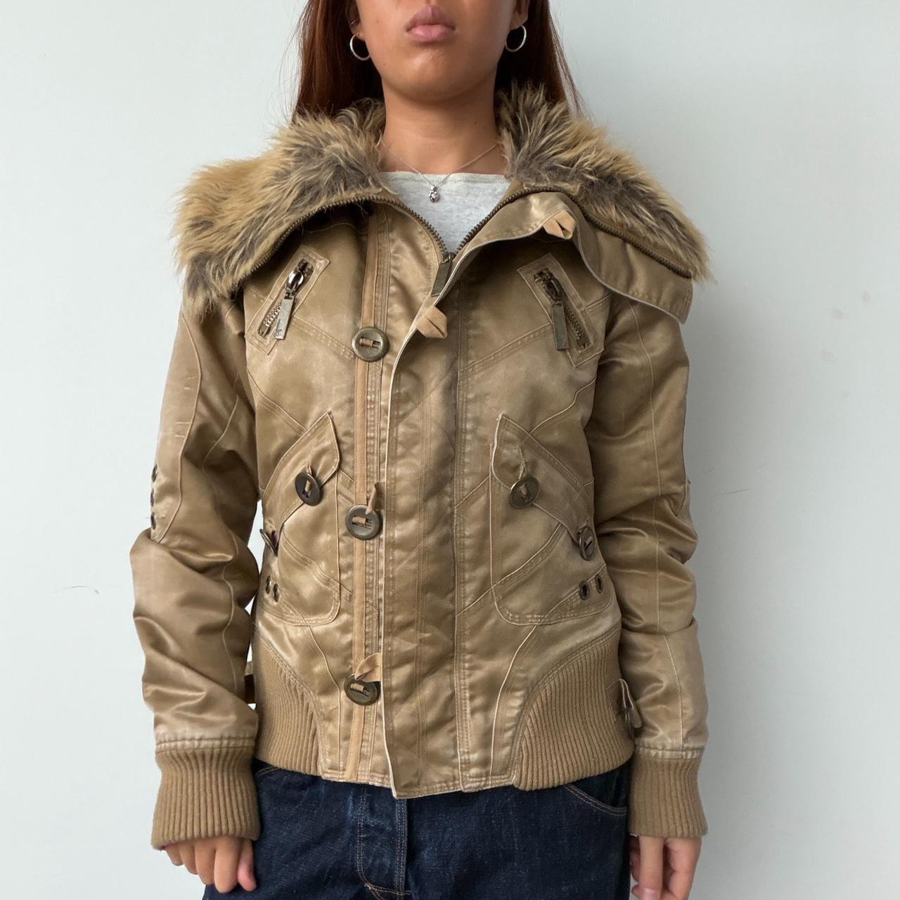Vintage Tan Fur Collar Jacket