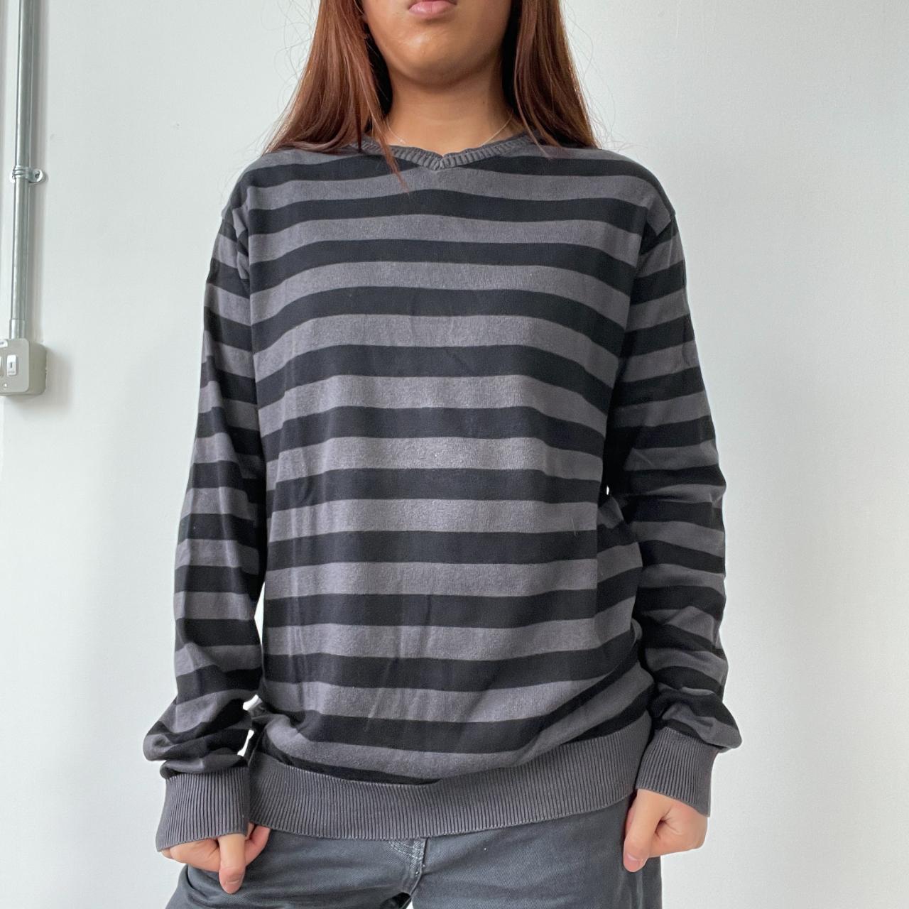 Purple/Grey And Black Stripy Knit Jumper