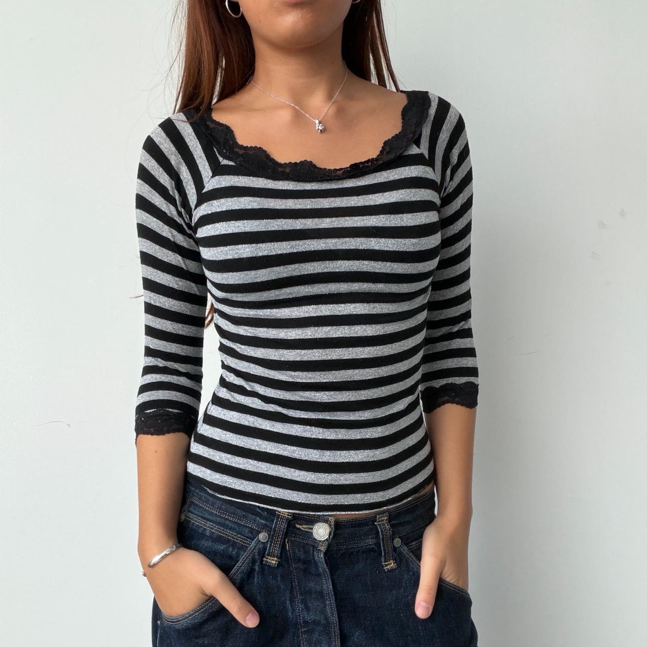 Vintage Stripe Lace Trimmed Top