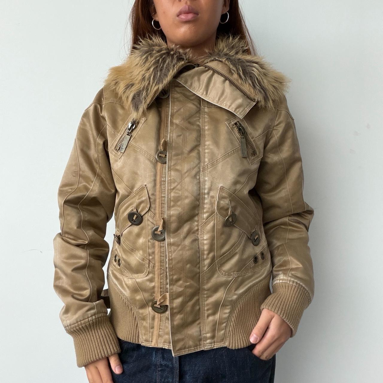 Vintage Tan Fur Collar Jacket