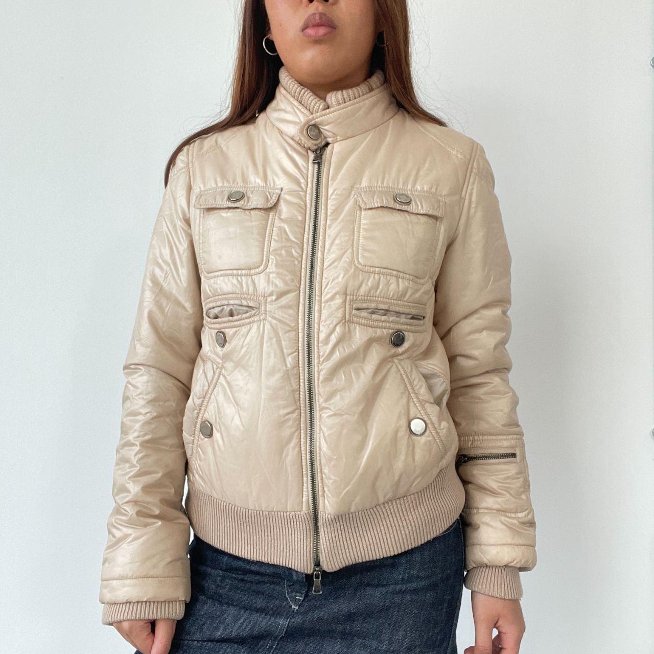 Cream Shiny Puffer Jacket