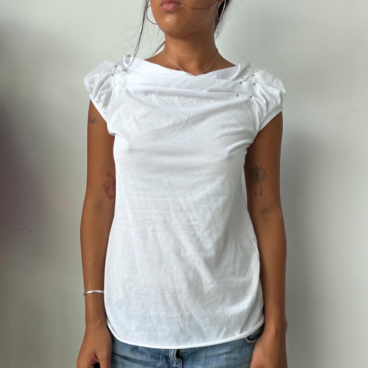 Vintage Cop Copine Ruched Top With Floral Sheer Back