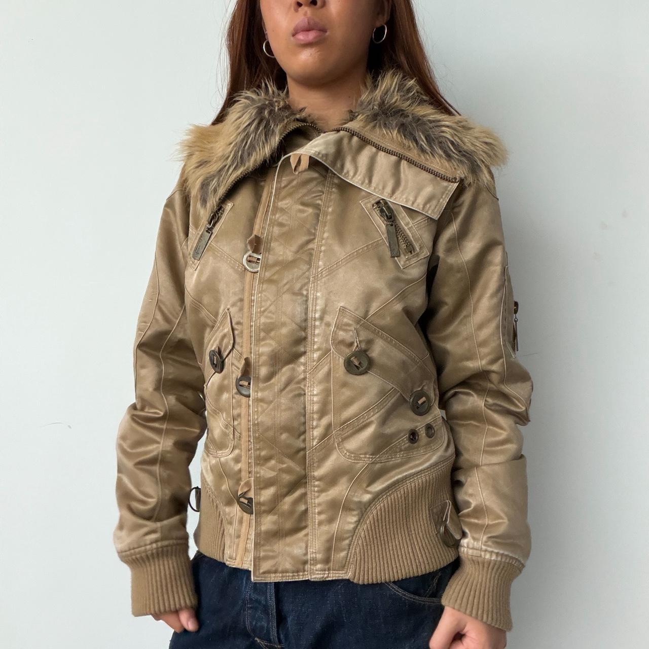 Vintage Tan Fur Collar Jacket