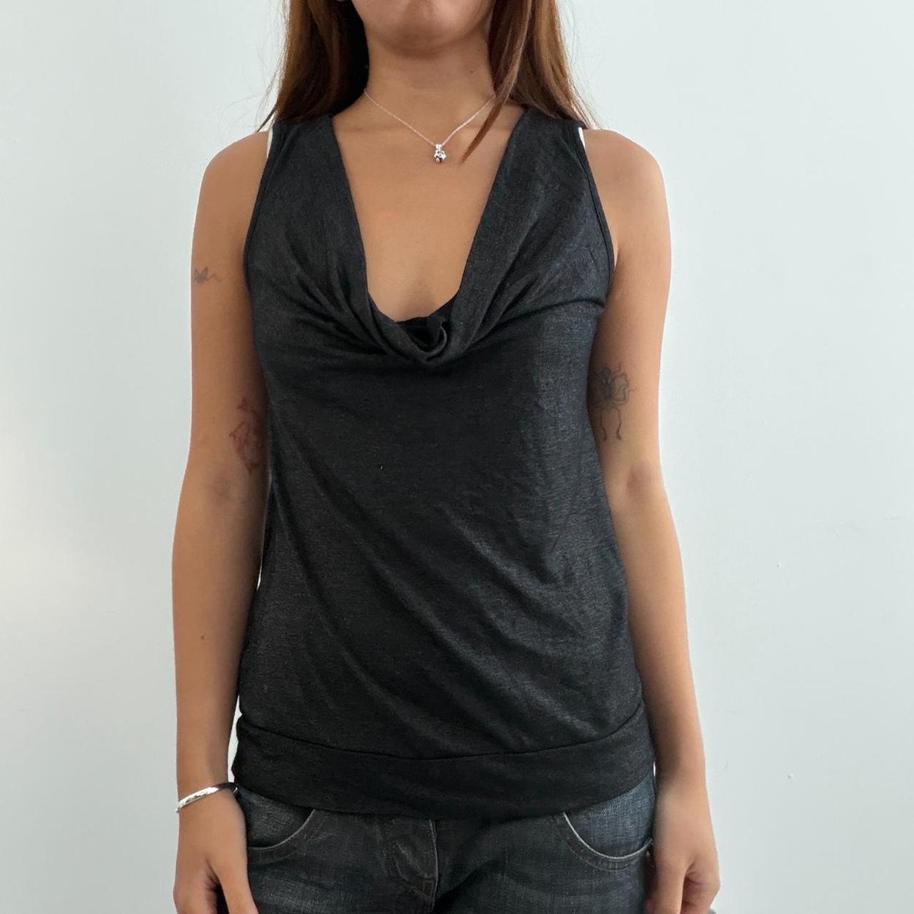 Vintage Black Cowl Neck Top