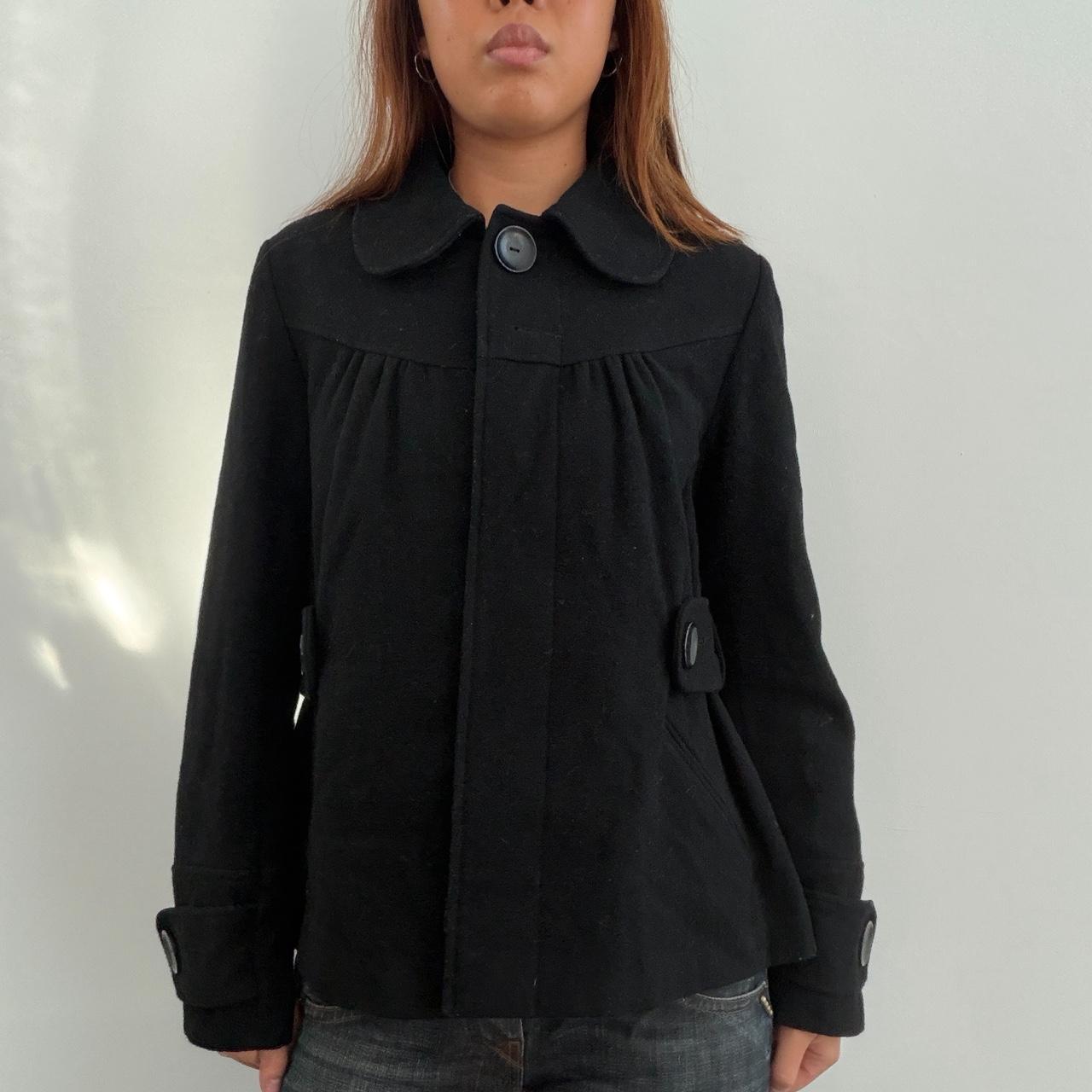 Vintage Black Wool Button Up Jacket