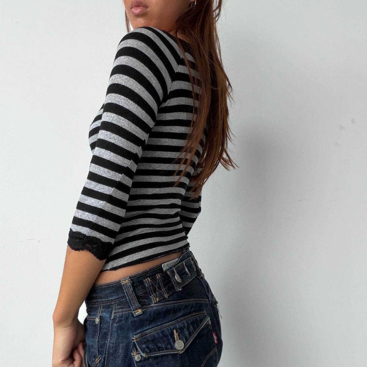 Vintage Stripe Lace Trimmed Top