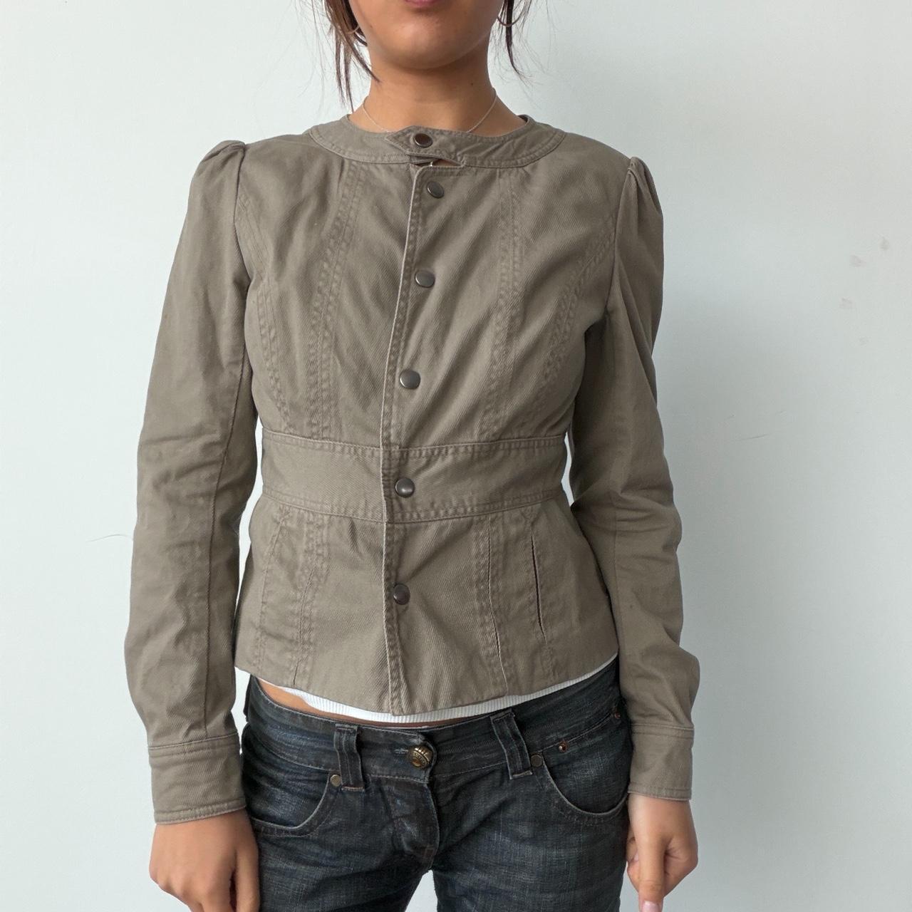 Vintage Khaki Taupe Button Up