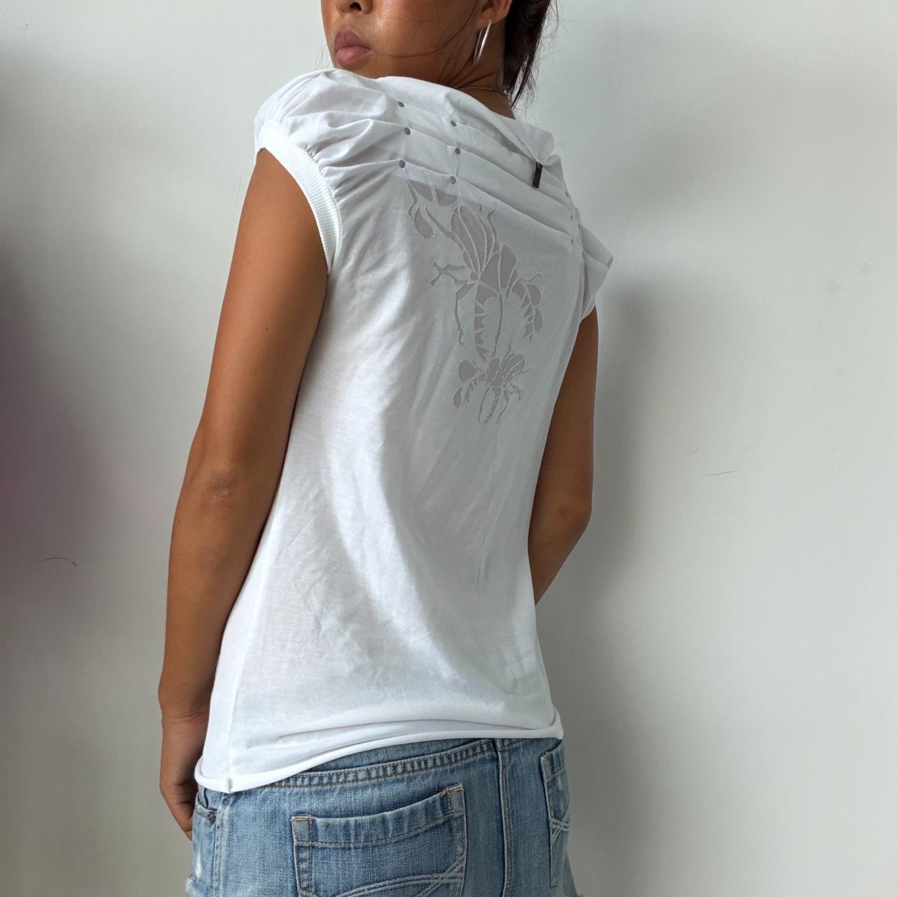 Vintage Cop Copine Ruched Top With Floral Sheer Back