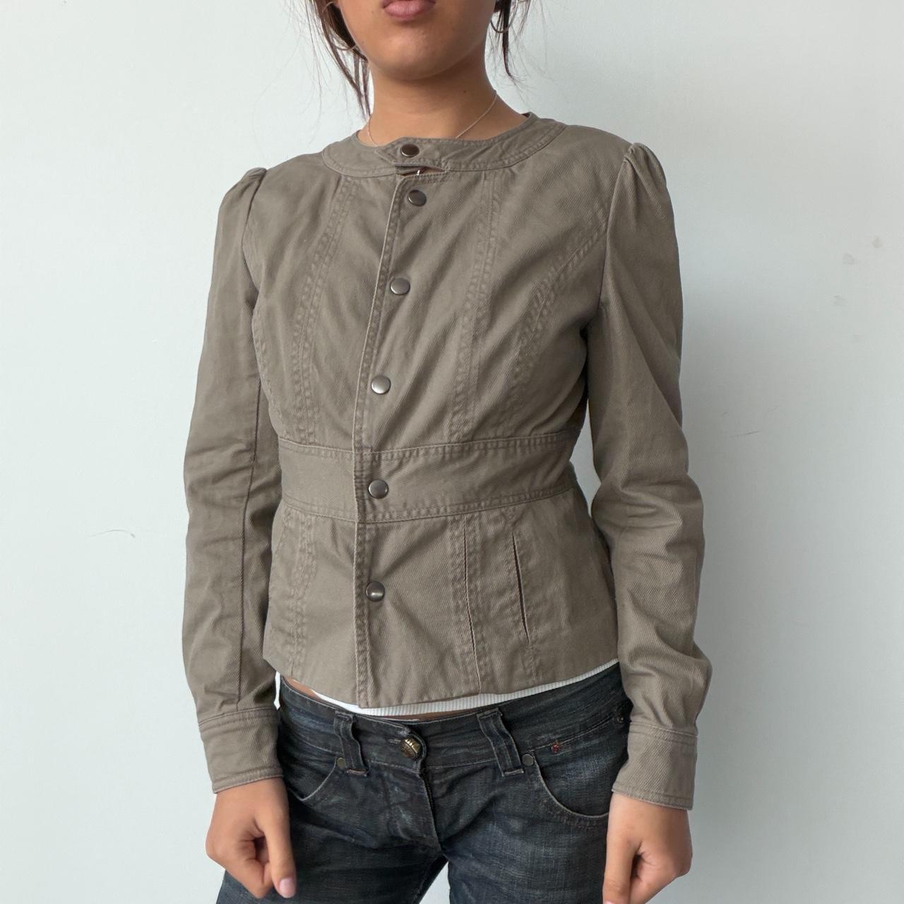 Vintage Khaki Taupe Button Up