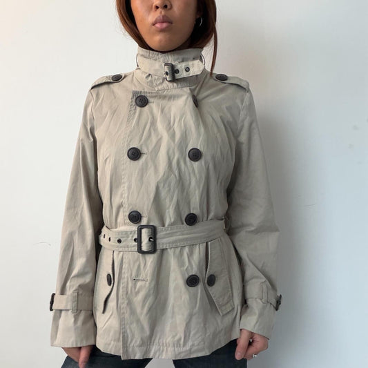 Vintage Beige Funnel Neck Trench