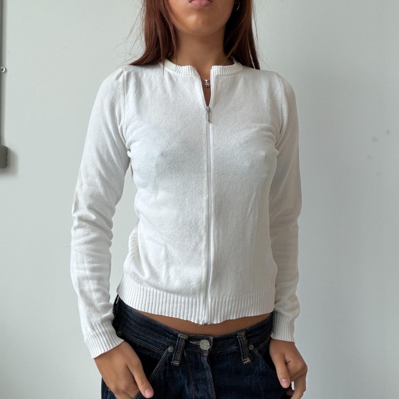 Vintage White Zip Up Knit Jumper