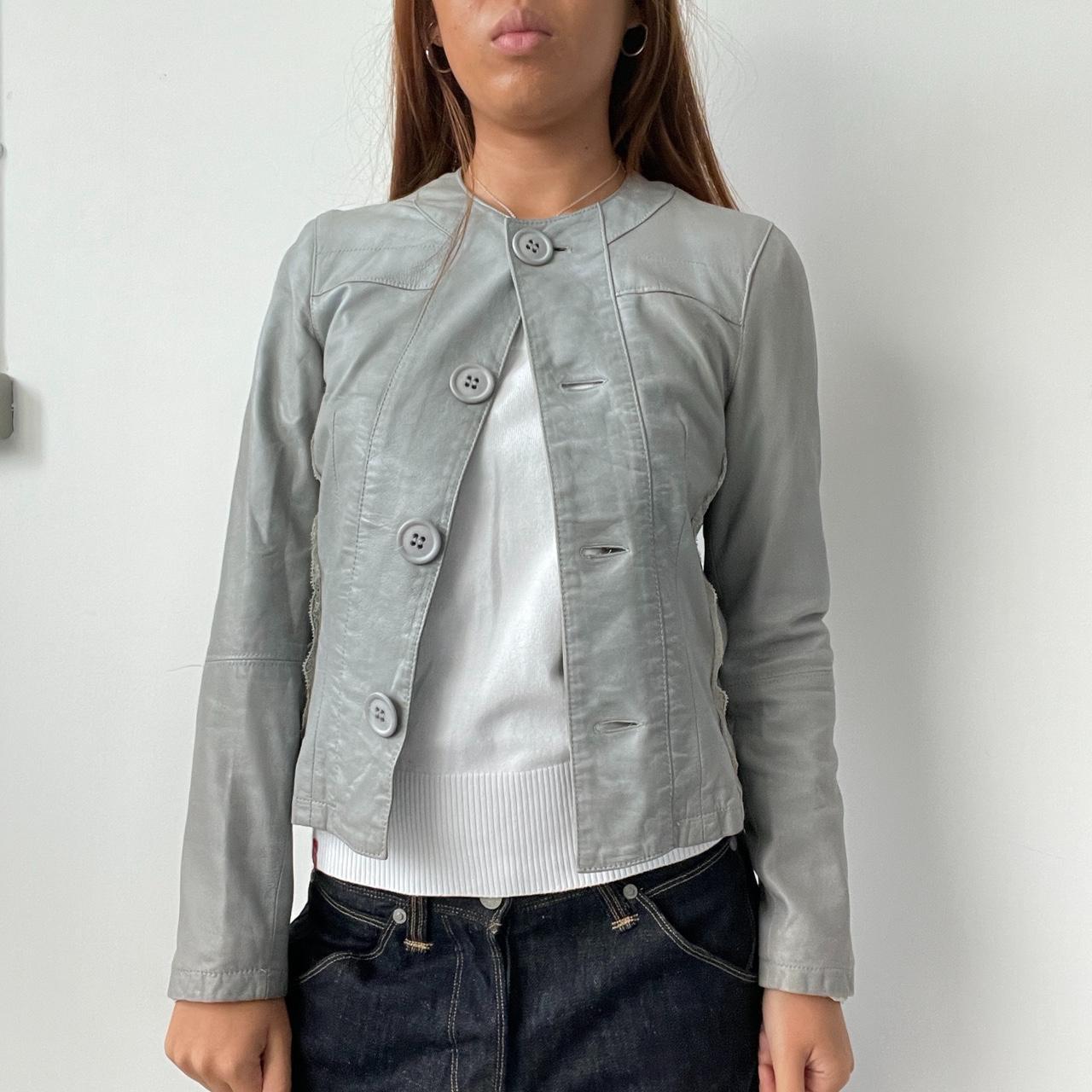 Vintage Grey Leather Jacket