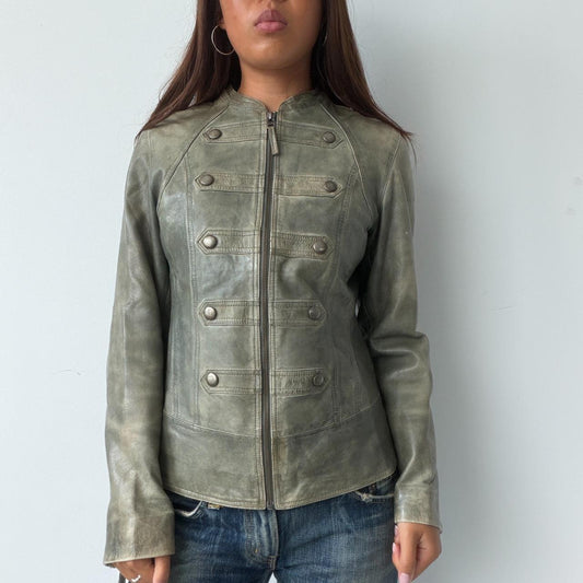 Vintage Leather Military Jacket