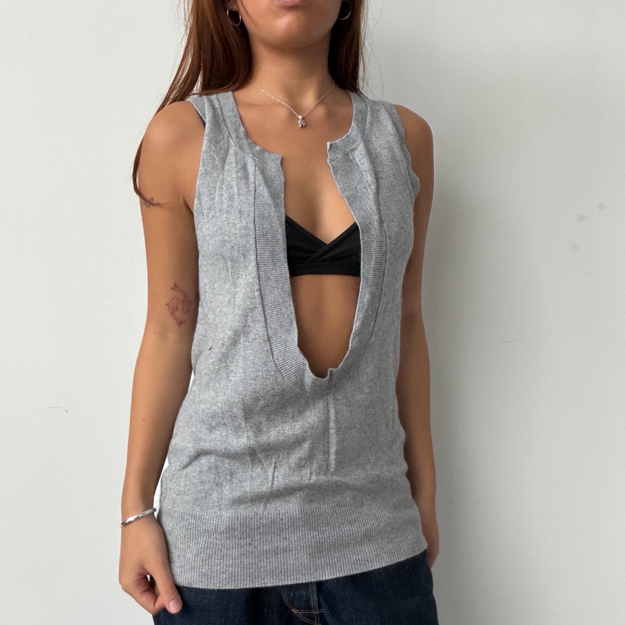 Vintage Grey Open Knit Top