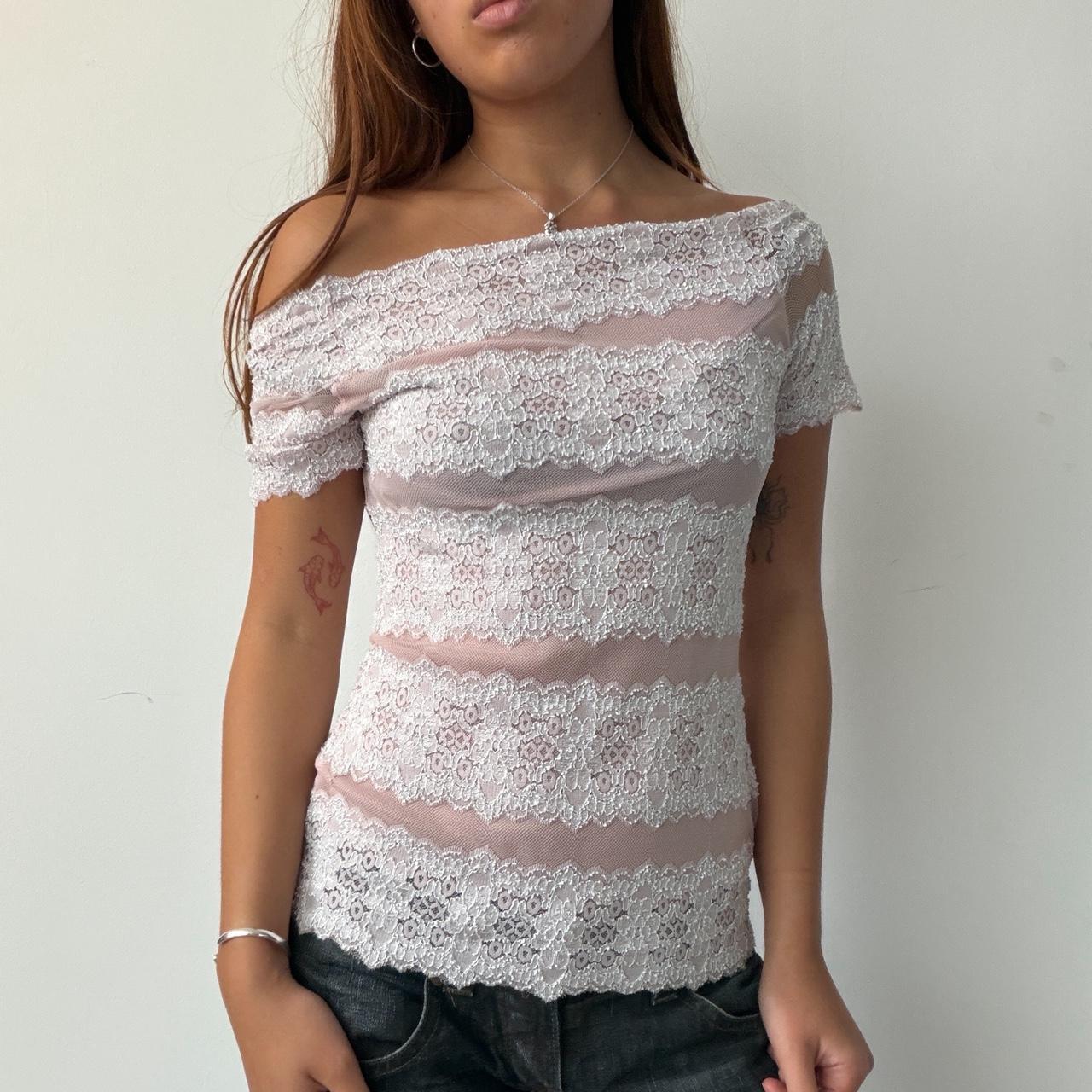 Vintage Baby Pink Lace Top