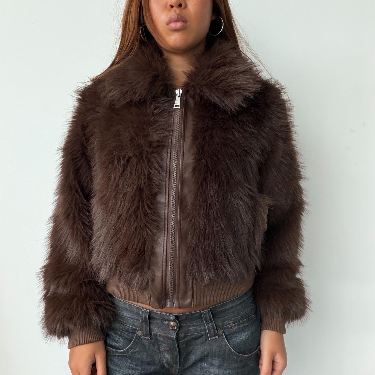 Vintage Brown Faux Fur Jacket