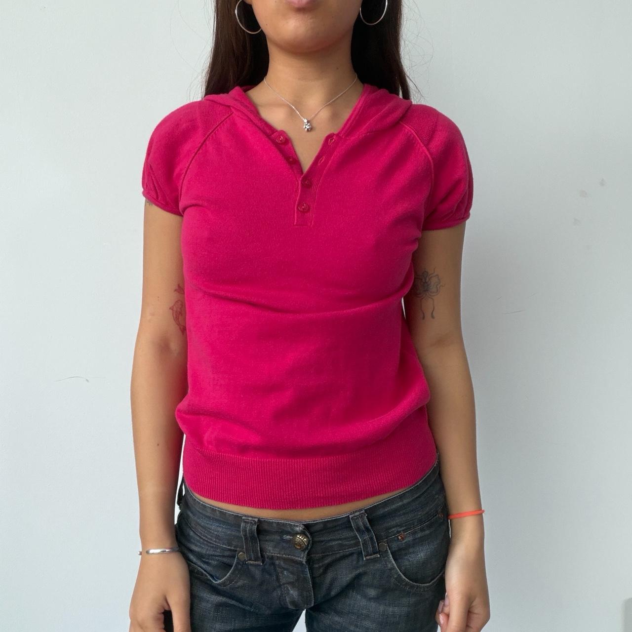 Vintage Pink Hooded Knit Top