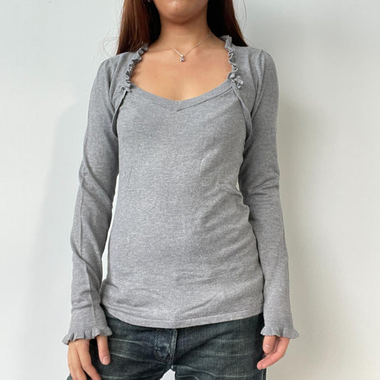 Grey Bolero Long Sleeve Top