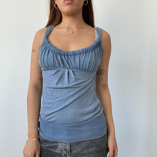 Blue Ruched Cami Vest Top