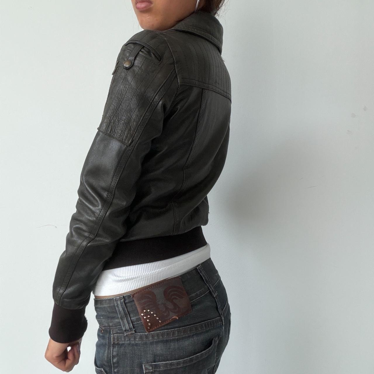 Vintage Black Leather Zip Up