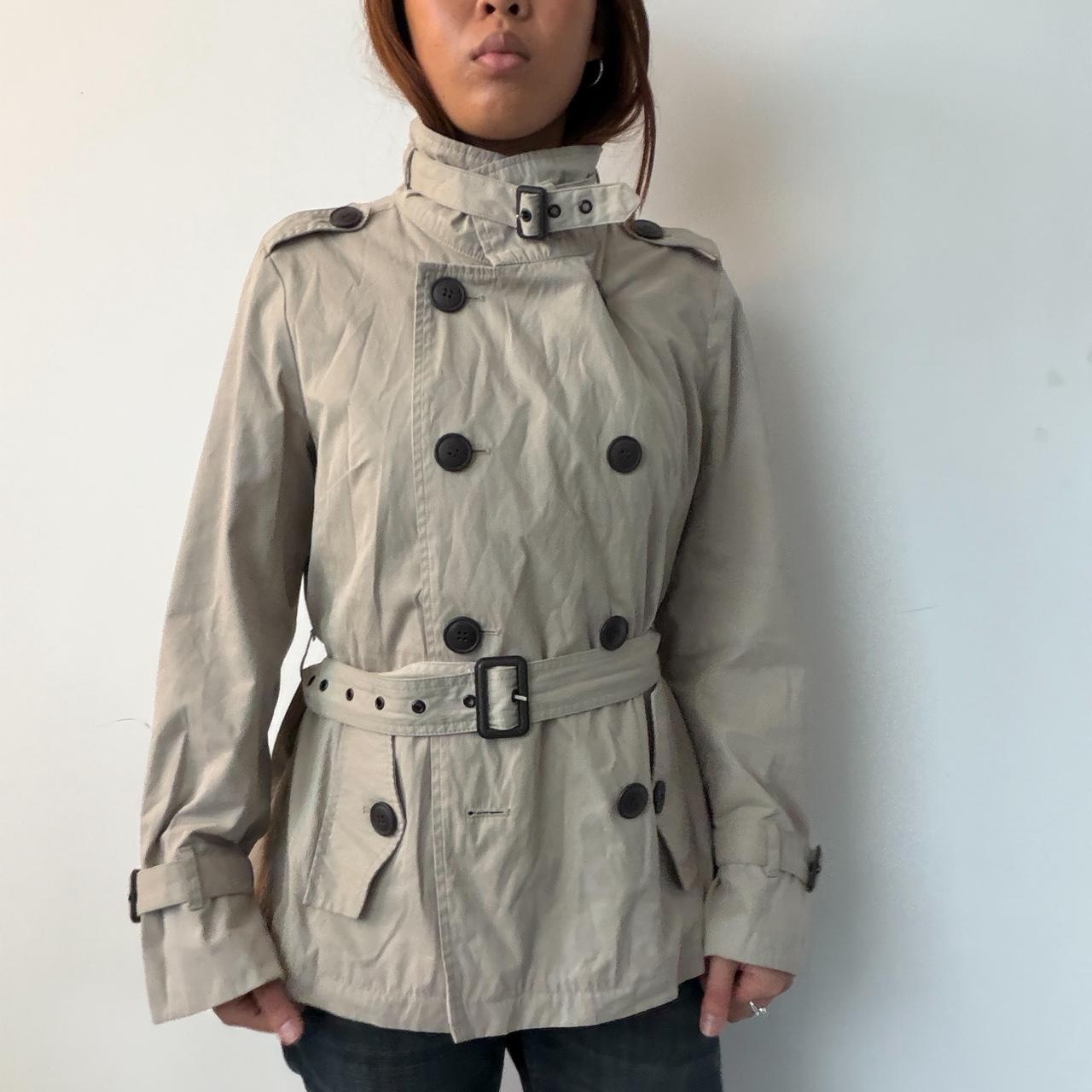 Vintage Beige Funnel Neck Trench