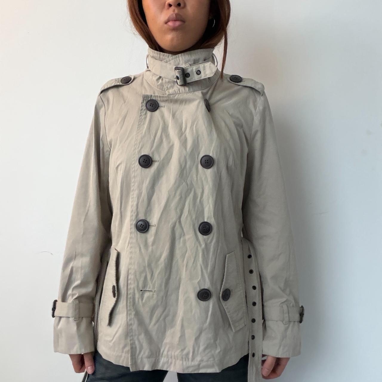 Vintage Beige Funnel Neck Trench