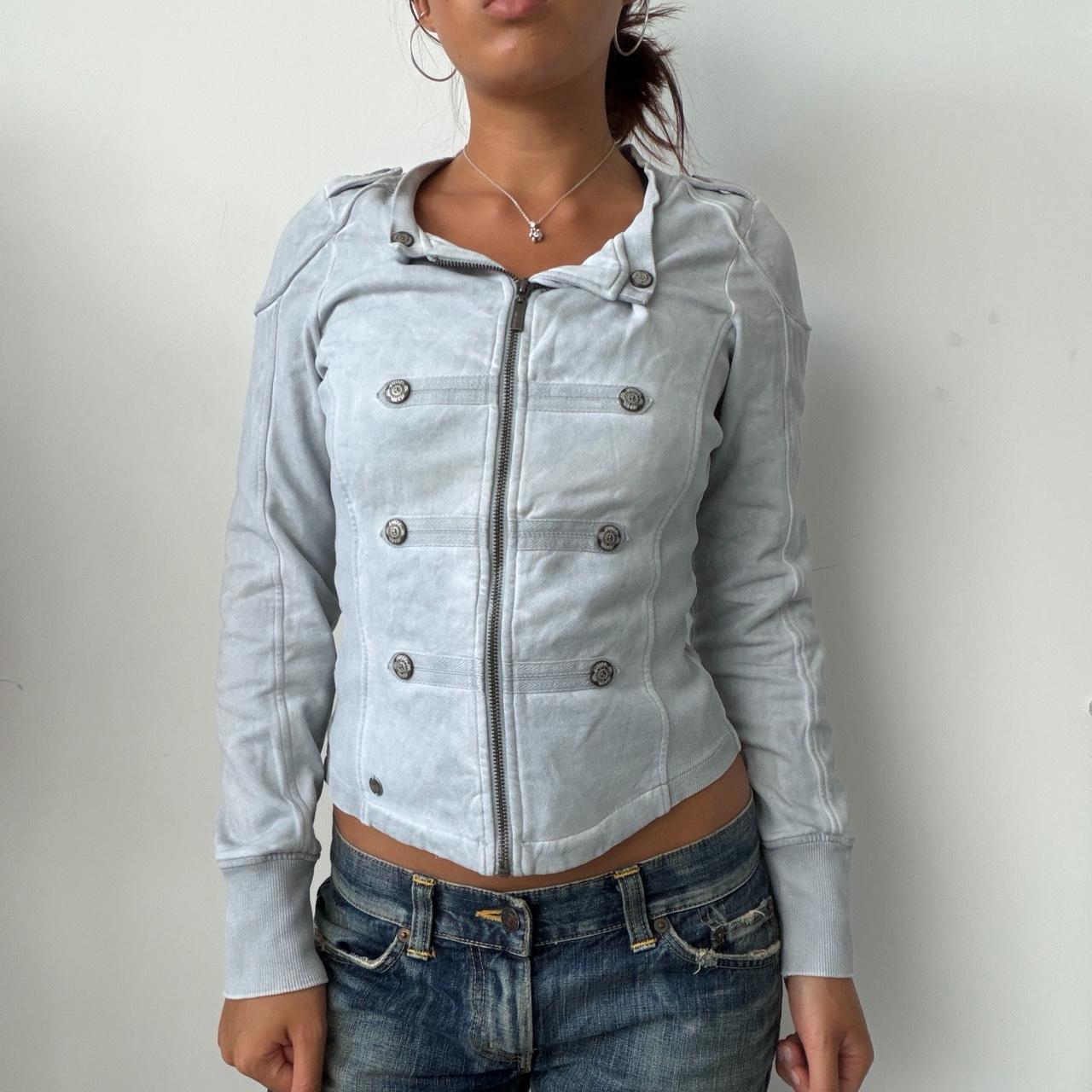 Vintage Baby Blue Military Zip Up