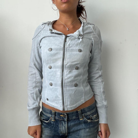 Vintage Baby Blue Military Zip Up