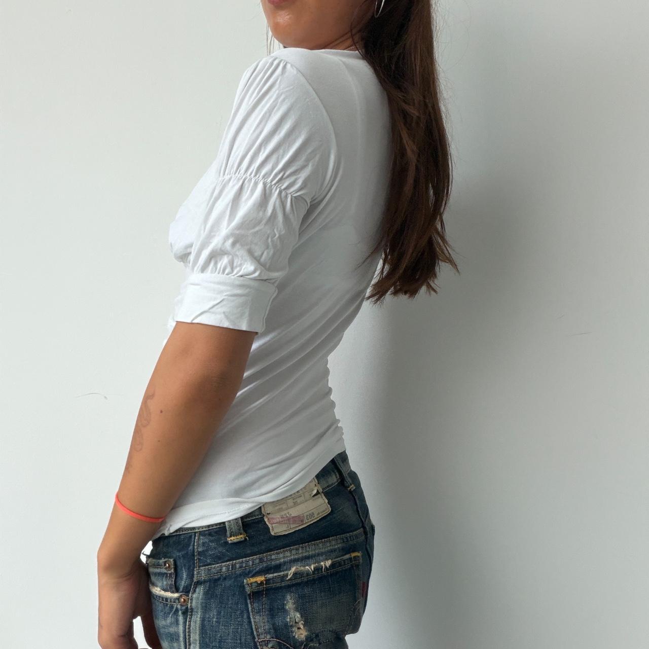 Vintage White Ruched Top