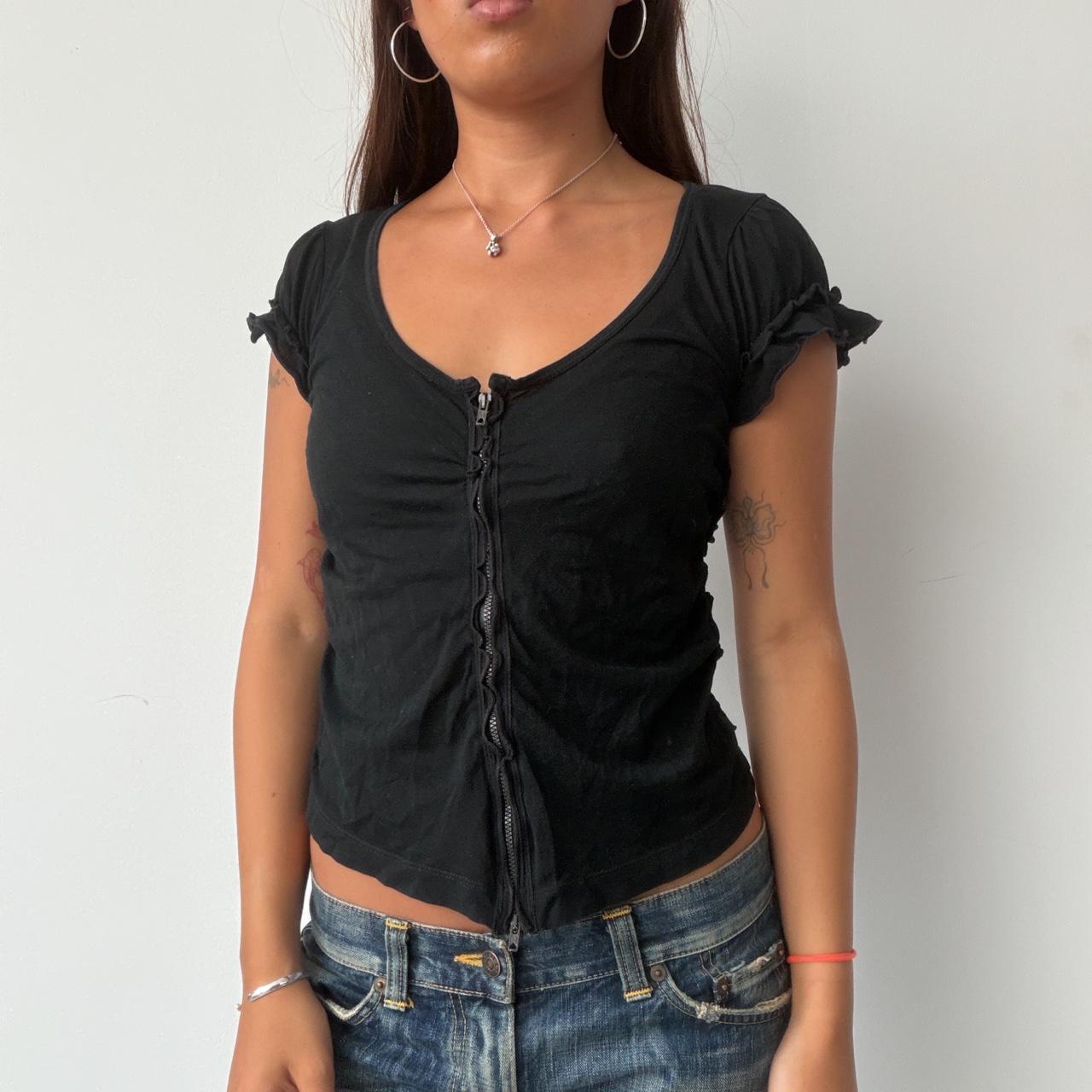 Vintage Black Cop Copine Zip Top