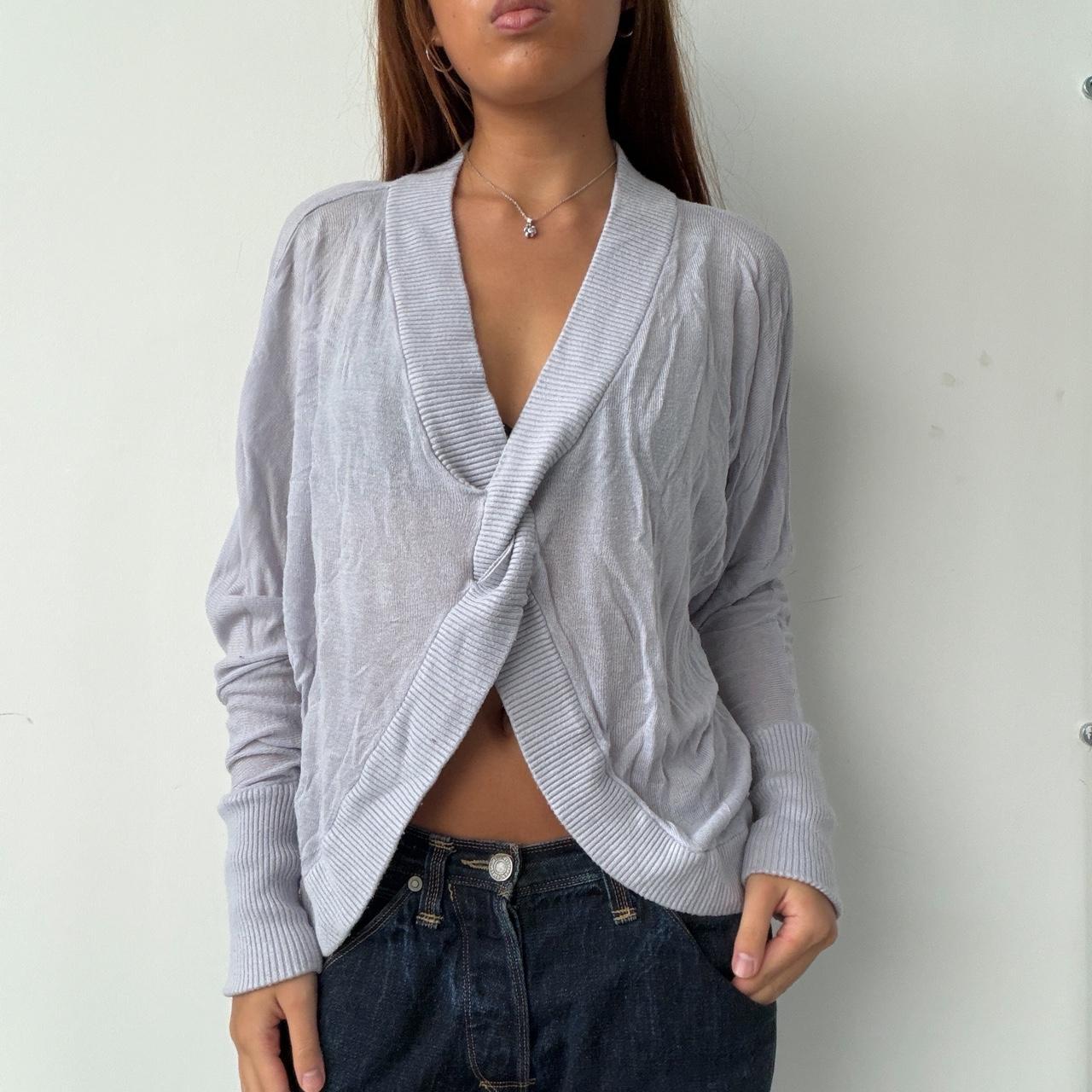 Vintage Blue Gathered Knit Top