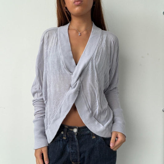 Vintage Blue Gathered Knit Top