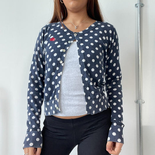 Blue And White Polka Dot Cardigan