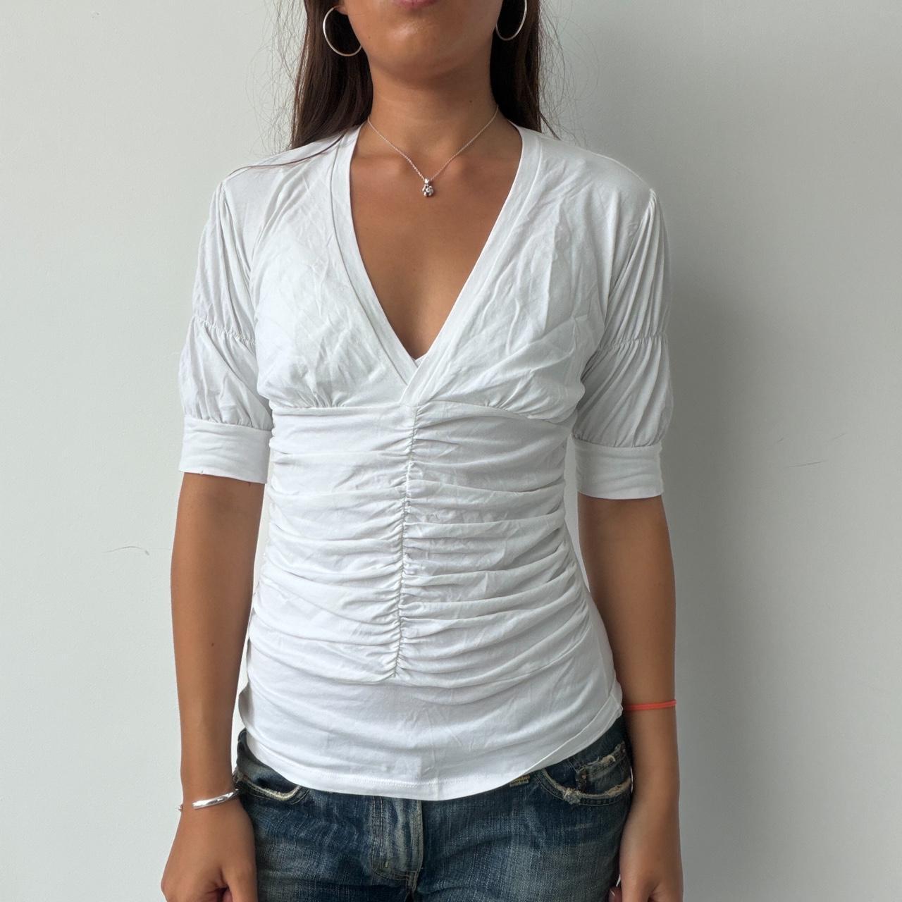Vintage White Ruched Top