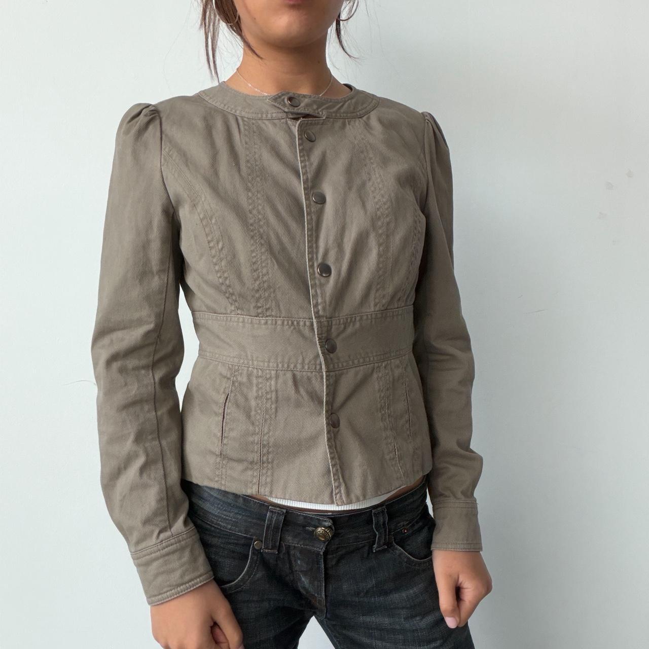 Vintage Khaki Taupe Button Up