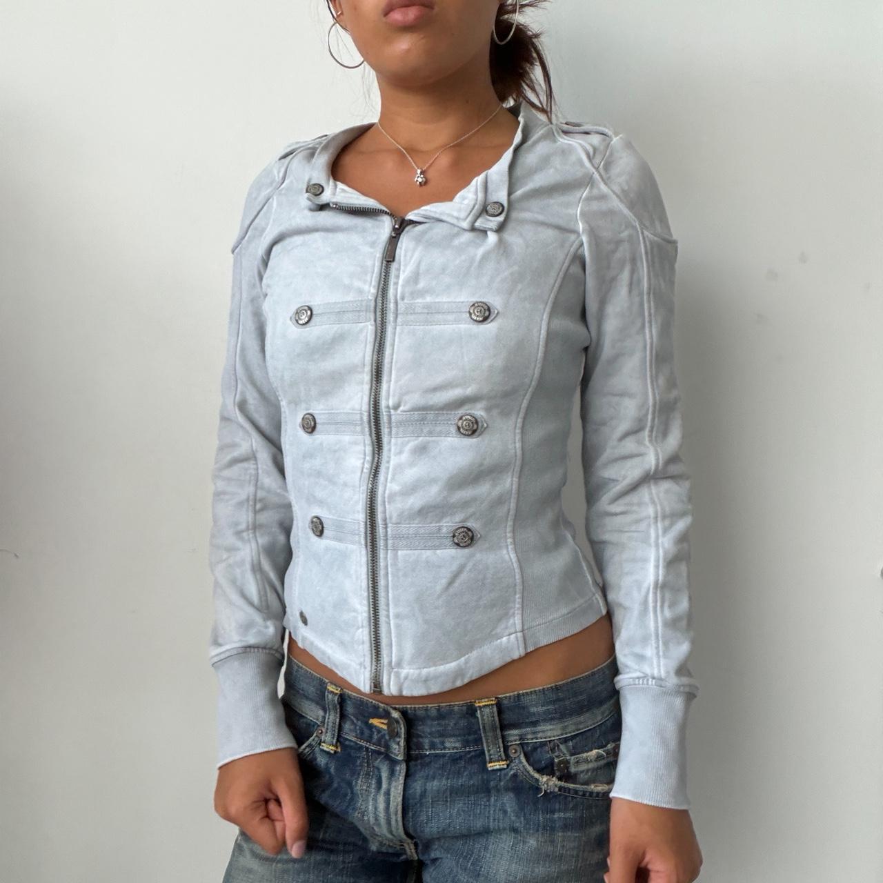 Vintage Baby Blue Military Zip Up