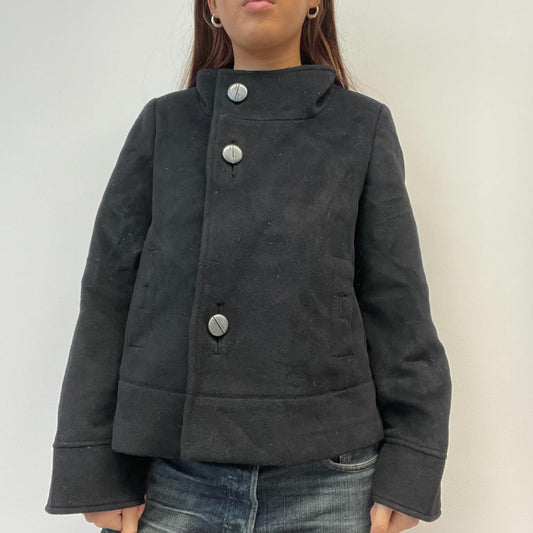 Black Wool Asymmetric Jacket