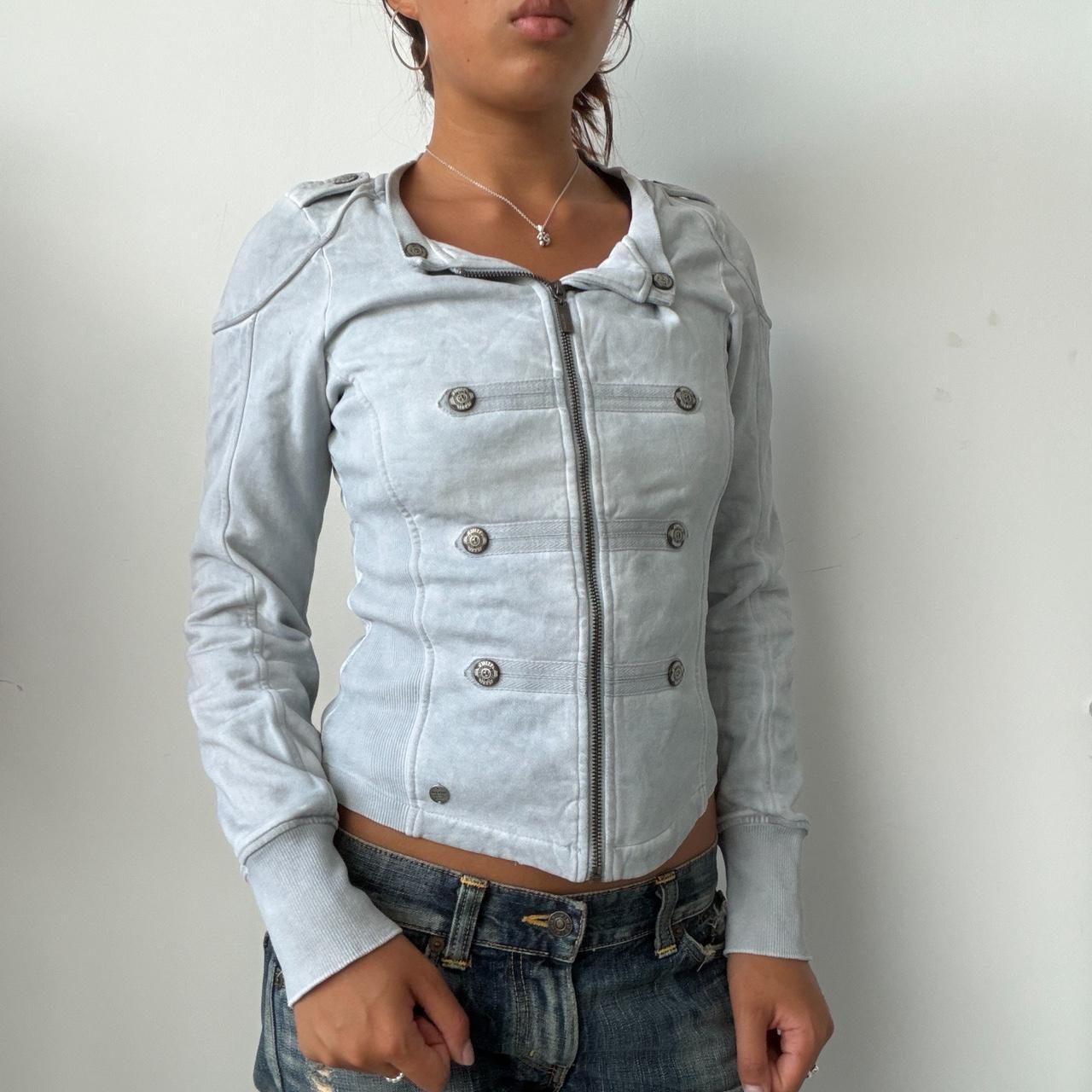 Vintage Baby Blue Military Zip Up
