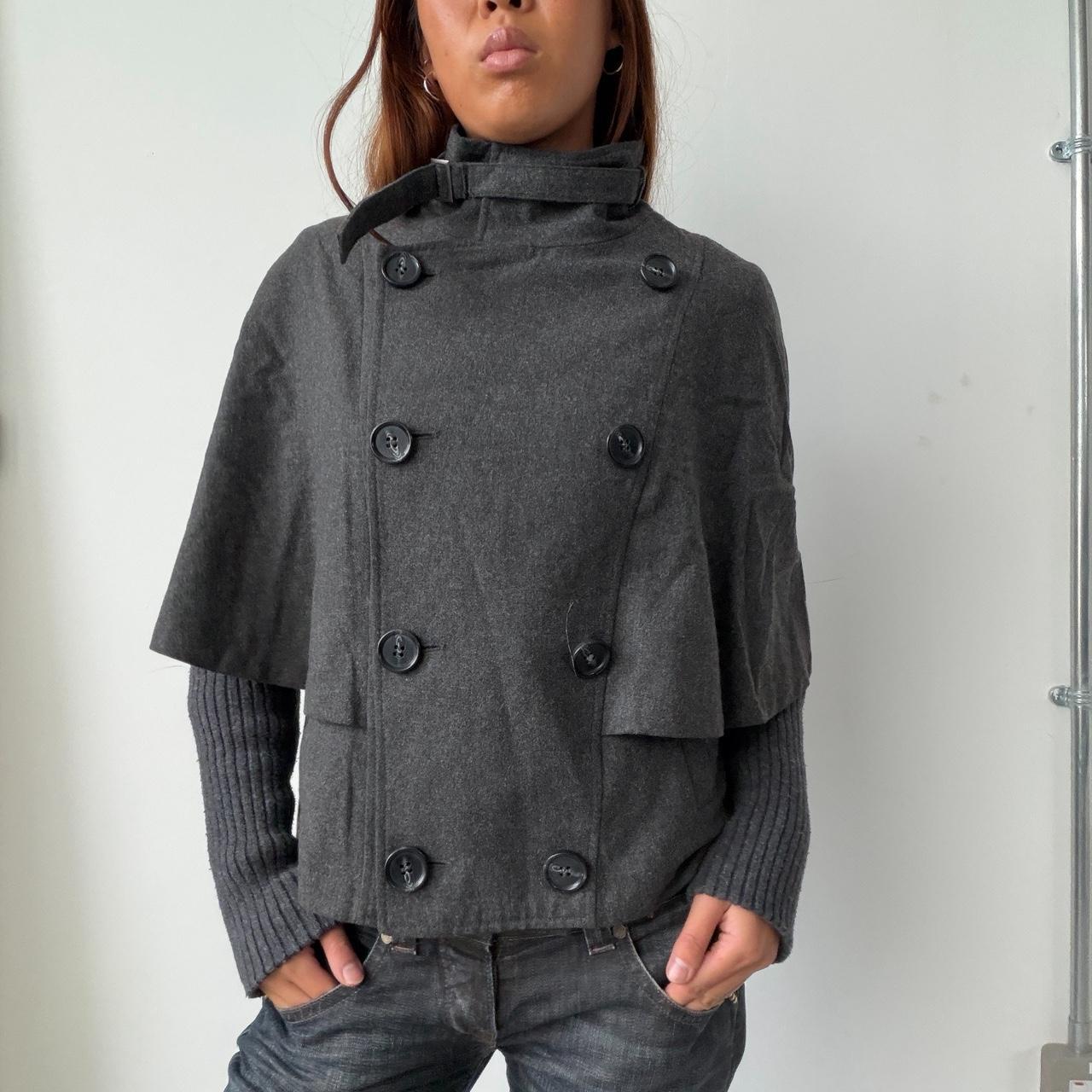 Vintage Grey Wool Cape Jacket