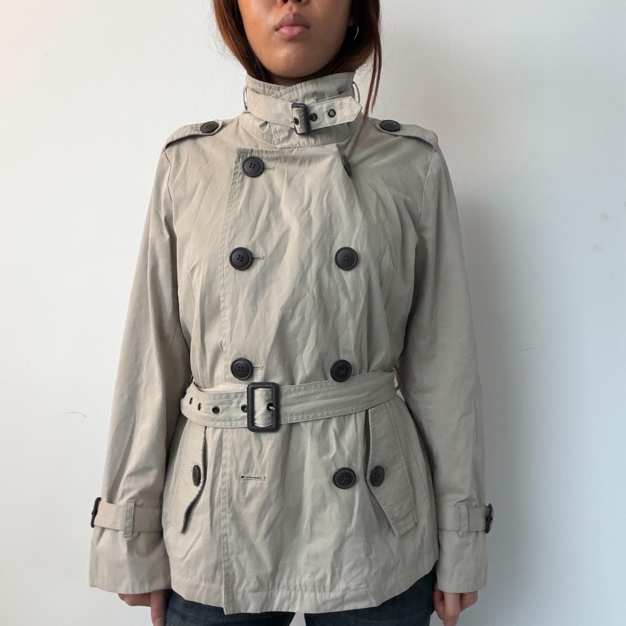 Vintage Beige Funnel Neck Trench