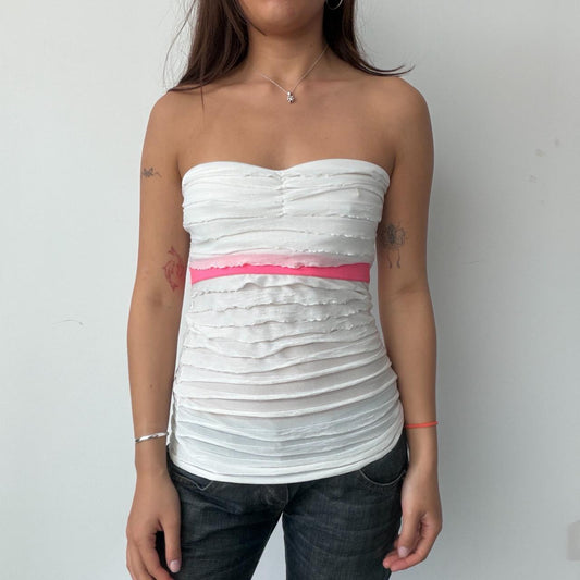 Vintage White Frill Bandeau Top