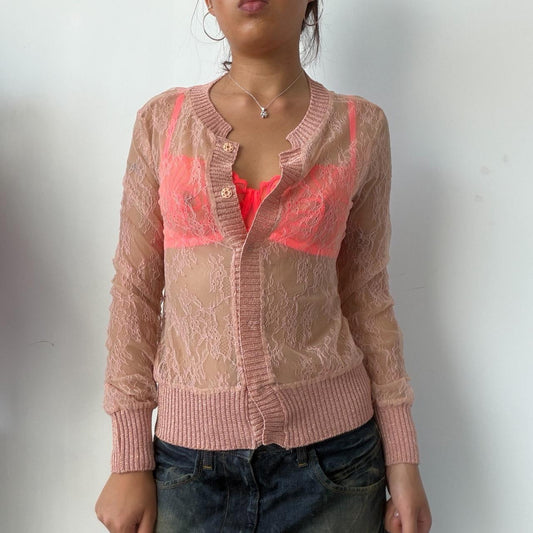 Vintage Pink Lace Cardigan