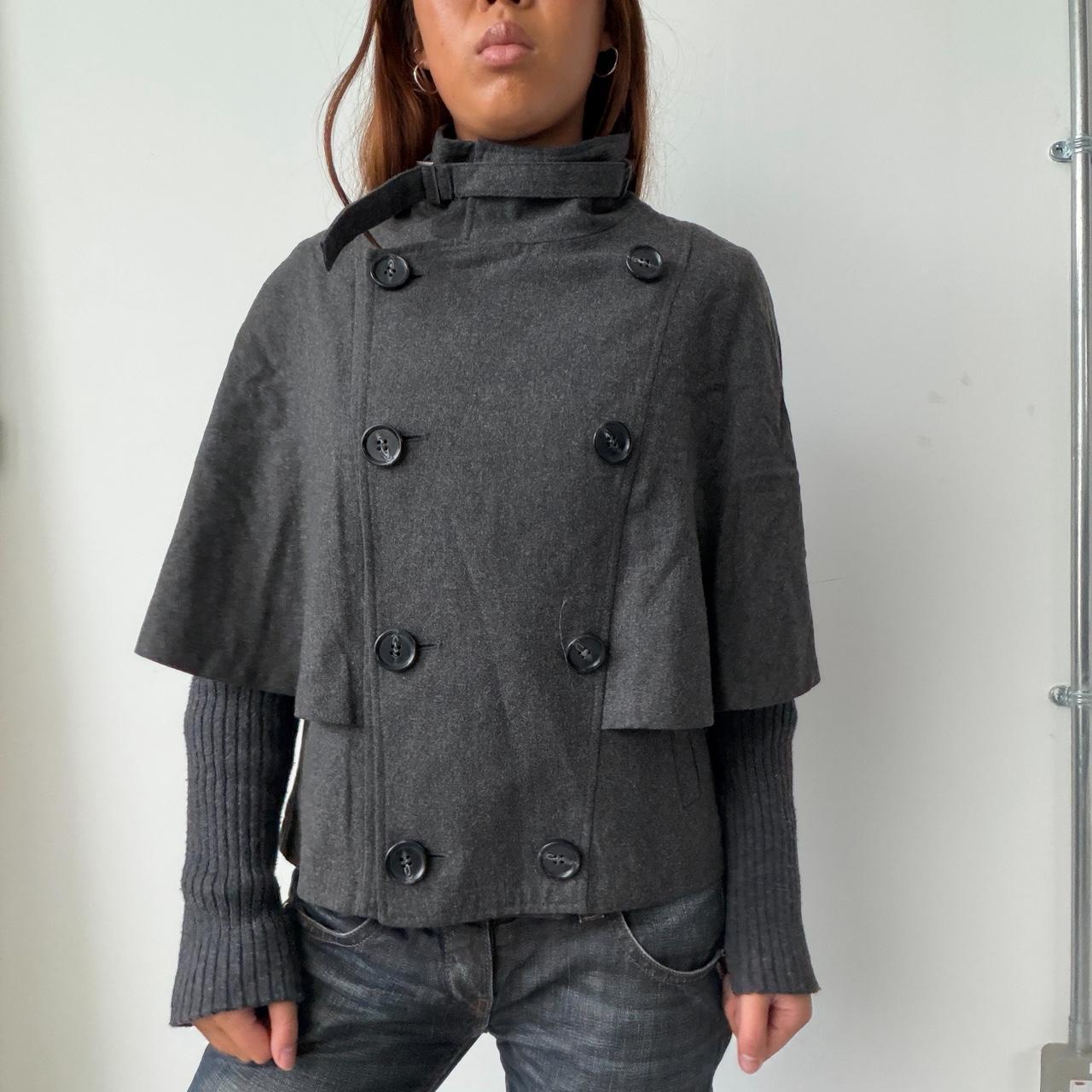 Vintage Grey Wool Cape Jacket