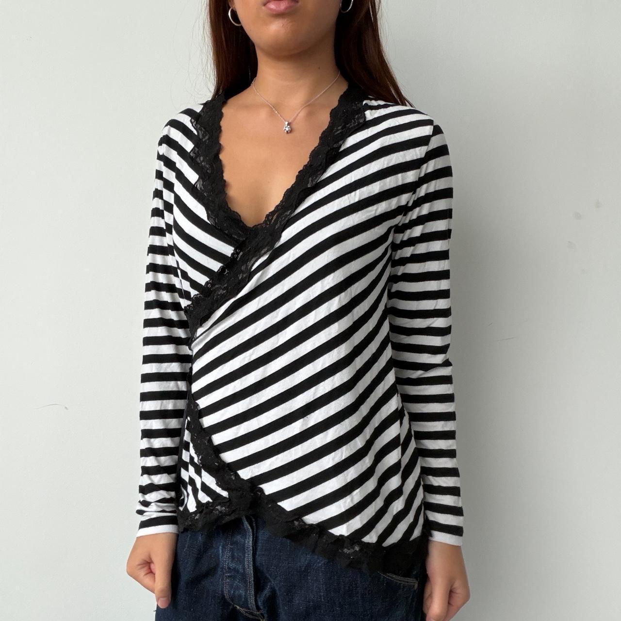 Vintage Striped Lace Trimmed Top