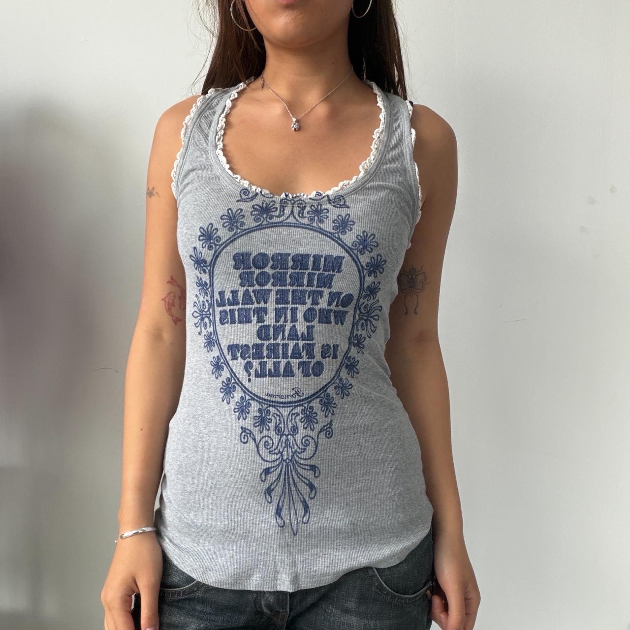 Vintage Grey Graphic Print Top