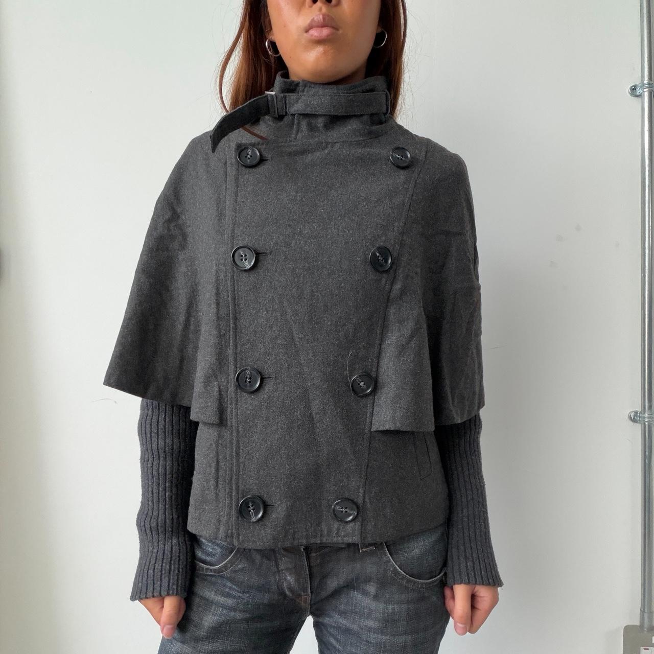 Vintage Grey Wool Cape Jacket