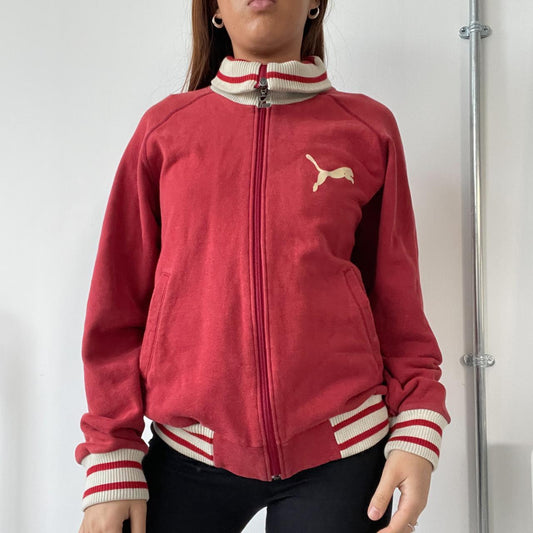 Red And White Contrast Puma Track Jacket